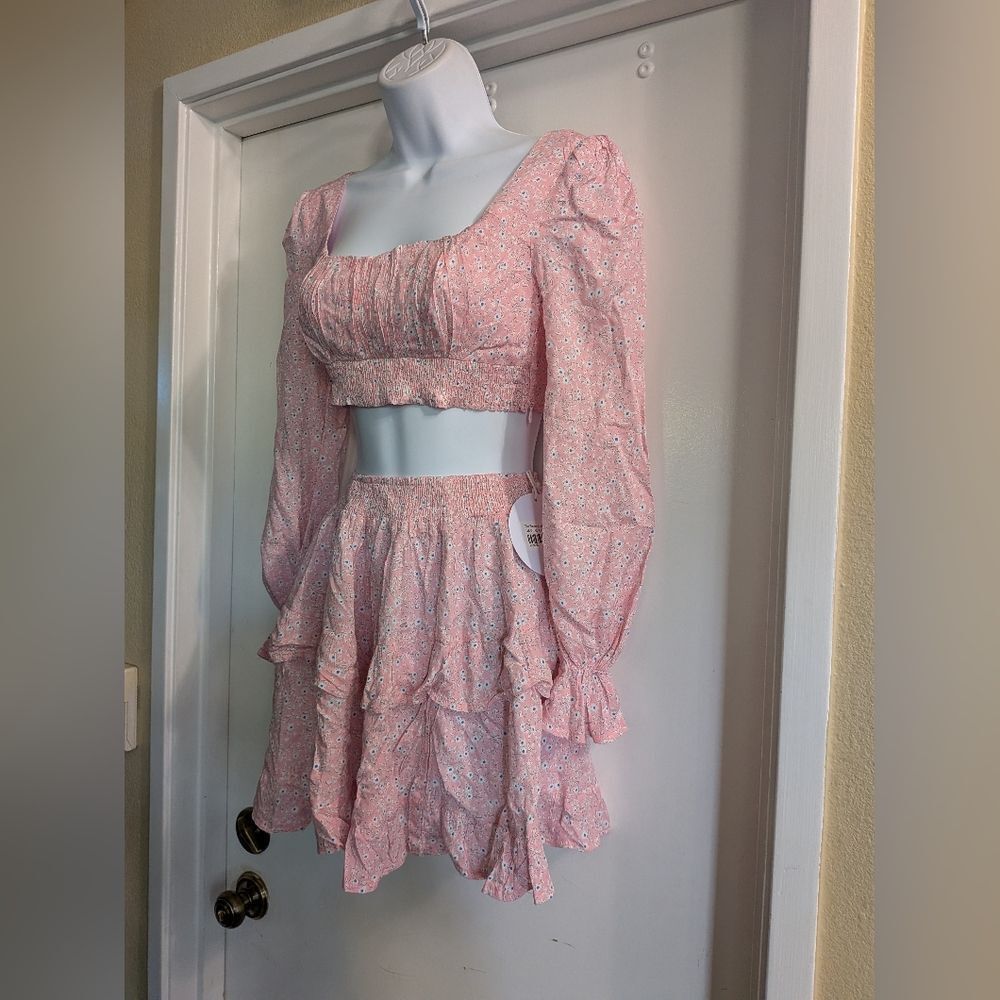 Princess Polly Pink Floral Mini Skirt Set. The Susanna Set Blush Size 0 - Picture 6 of 10